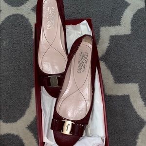 Ferragamo pony hair flats in the box